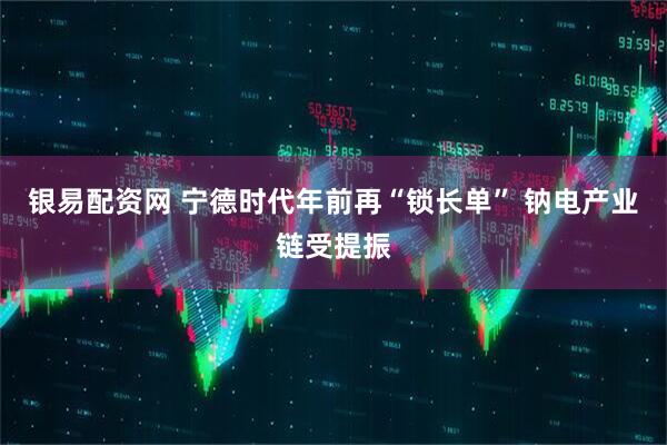 银易配资网 宁德时代年前再“锁长单” 钠电产业链受提振