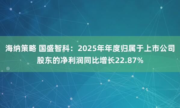 海纳策略 国盛智科：2025年年度归属于上市公司股东的净利润同比增长22.87%