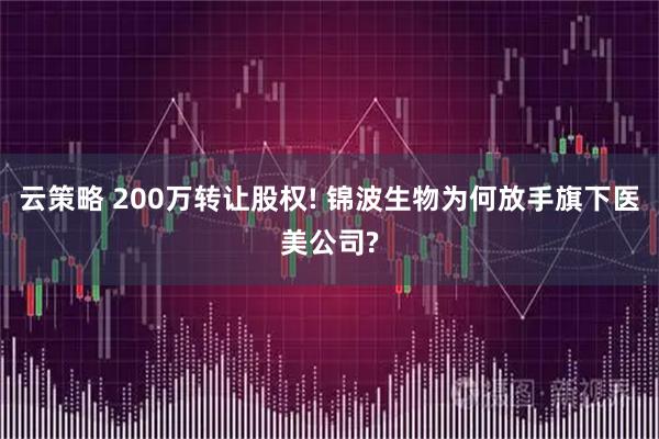 云策略 200万转让股权! 锦波生物为何放手旗下医美公司?
